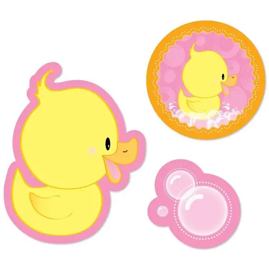 Big Dot of Happiness Pink Ducky Duck - DIY Shaped Girl Baby Shower or Birthday Party Cut-Outs - 24 Count {1}