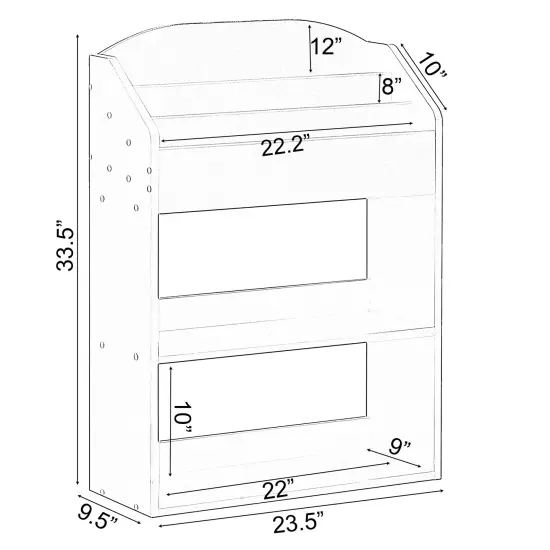 Modern Wooden Storage Bookcase with Shelf, Playroom Bedroom Living and Office Black {5}