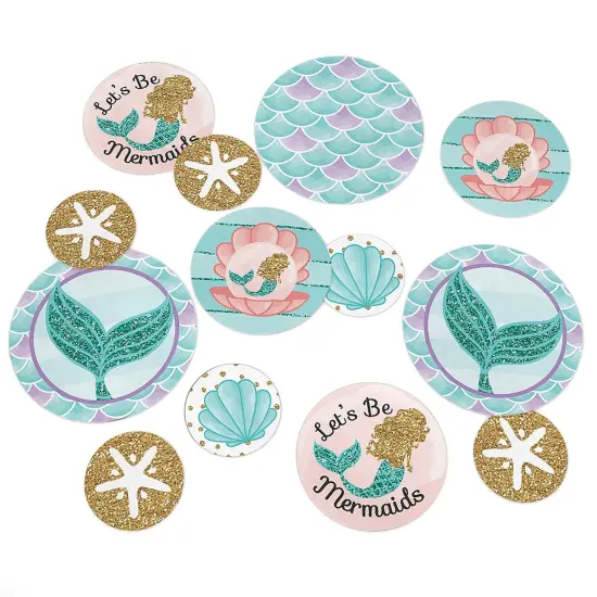 Big Dot of Happiness Let's Be Mermaids - Baby Shower or Birthday Party Giant Circle Confetti - Party Decorations - Large Confetti 27 Count {1}