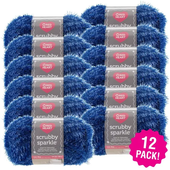 Multipack of 12 - Red Heart Scrubby Sparkle Yarn-Blueberry {1}