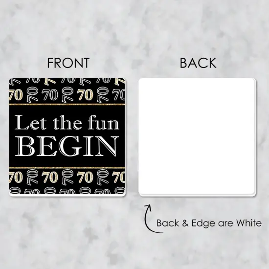 Big Dot of Happiness Adult 70th Birthday - Gold - Funny Birthday Party Decorations - Drink Coasters - Set of 6 {7}