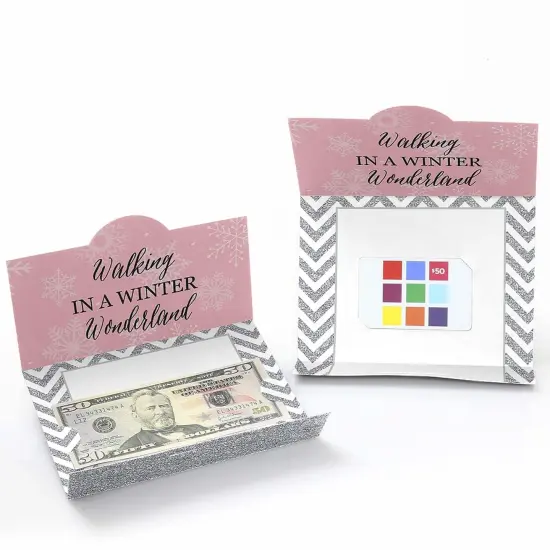 Big Dot of Happiness Pink Winter Wonderland - Holiday Snowflake Birthday Party or Baby Shower Money and Gift Card Holders - Set of 8 {3}