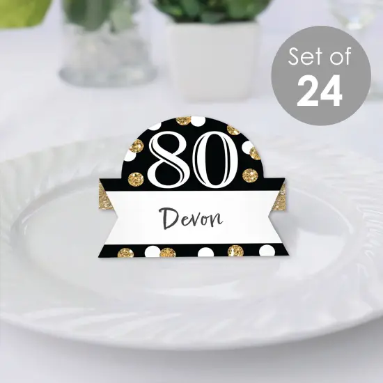 Big Dot of Happiness Adult 80th Birthday - Gold - Birthday Party Tent Buffet Card - Table Setting Name Place Cards - Set of 24 {3}
