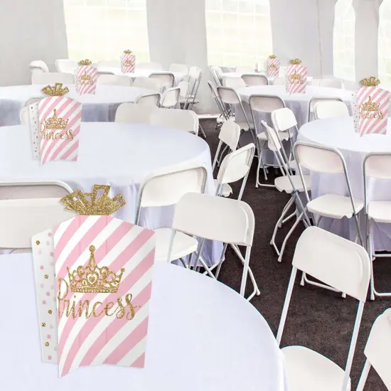 Big Dot of Happiness Little Princess Crown - Table Decorations - Pink Princess Baby Shower or Birthday Party Fold and Flare Centerpieces - 10 Count {6}