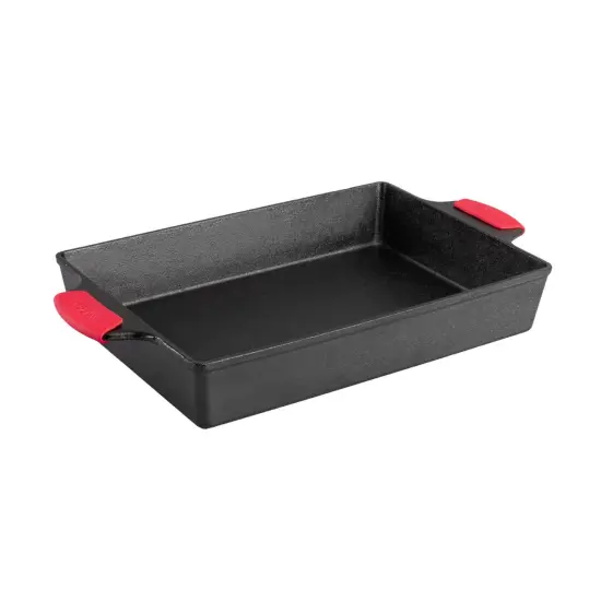 Lodge Cast Iron Baking Pan, Seasoned Casserole BW13C, Black with Dual Handle Grips 9 x 13 {1}