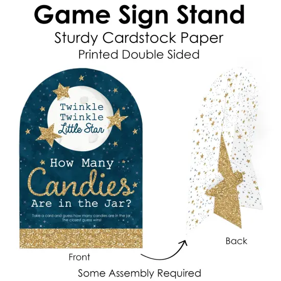 Big Dot of Happiness Twinkle Twinkle Little Star - How Many Candies Baby Shower or Birthday Party Game - 1 Stand and 40 Cards - Candy Guessing Game {6}