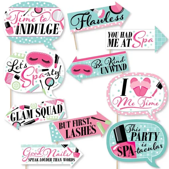 Big Dot of Happiness Funny Spa Day - Girls Makeup Party Photo Booth Props Kit - 10 Piece {1}