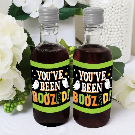 Big Dot of Happiness You've Been Boozed - Mini Wine and Champagne Bottle Label Stickers - Ghost Halloween Party Favor Gift for Women and Men - 16 Ct {6}
