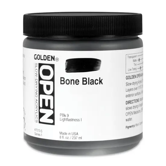Golden Open Acrylics - Bone Black, 8 oz Jar {1}