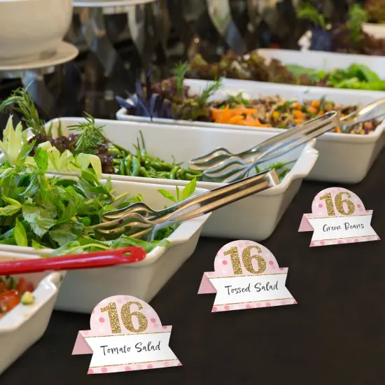 Big Dot of Happiness Sweet 16 - 16th Birthday Party Tent Buffet Card - Table Setting Name Place Cards - Set of 24 {4}