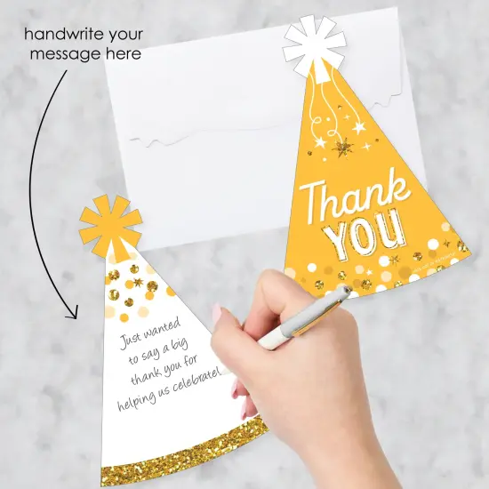 Big Dot of Happiness Golden Birthday - Shaped Thank You Cards - Happy Birthday Party Thank You Note Cards with Envelopes - Set of 12 {3}