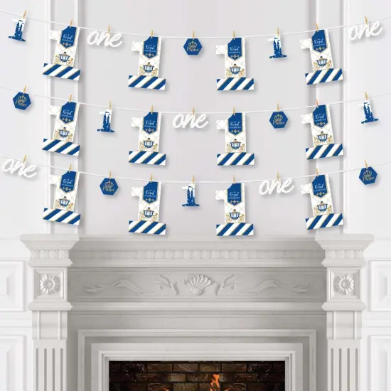 Big Dot of Happiness 1st Birthday Royal Prince Charming - First Birthday Party DIY Decorations - Clothespin Garland Banner - 44 Pieces {4}