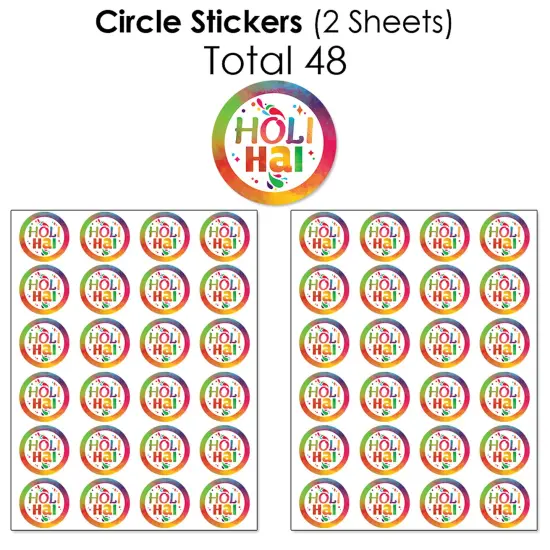 Big Dot of Happiness Holi Hai - Mini Candy Bar Wrappers, Round Candy Stickers & Circle Stickers - Festival of Colors Candy Favor Sticker Kit - 304 Pc {7}