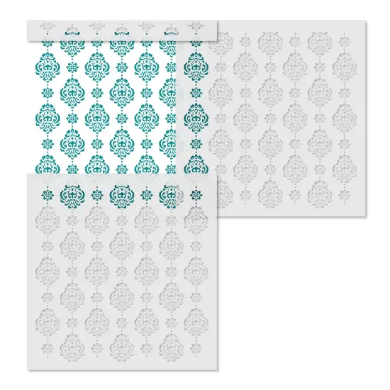 Small Rosie Damask All Over Wall Stencil | 3724 by Designer Stencils | Pattern Stencils | Reusable Stencils for Painting | Safe & Reusable Template for Wall Decor | Try This Stencil Instead of a Wallpaper | Easy to Use & Clean Art Stencil Pattern {4}