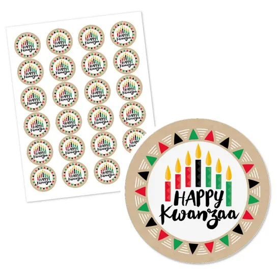 Big Dot of Happiness Happy Kwanzaa - Heritage Holiday Party Circle Sticker Labels - 24 Count {3}