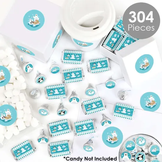Big Dot of Happiness Arctic Polar Animals - Winter Baby Shower or Birthday Party Candy Favor Sticker Kit - 304 Pieces {3}