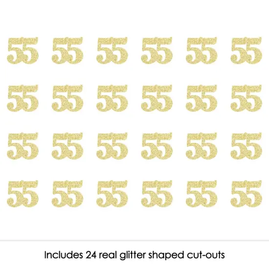 Big Dot of Happiness Gold Glitter 55 - No-Mess Real Gold Glitter Cut-Out Numbers - 55th Birthday Party Confetti - Set of 24 {3}