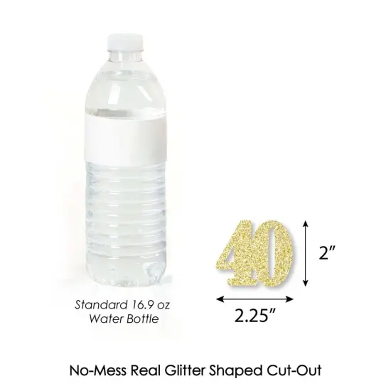 Big Dot of Happiness Gold Glitter 40 Party Straws - No-Mess Real Gold Glitter Cut-Out Numbers & Decorative 40th Birthday Party Paper Straws - 24 Ct {7}