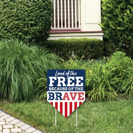 Big Dot of Happiness Happy Veterans Day - Outdoor Lawn Sign - Patriotic Yard Sign - Land of the Free - 1 Piece {1}
