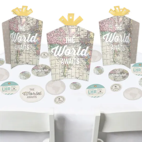 Big Dot of Happiness World Awaits - Travel Themed Party Decor and Confetti - Terrific Table Centerpiece Kit - Set of 30 {1}