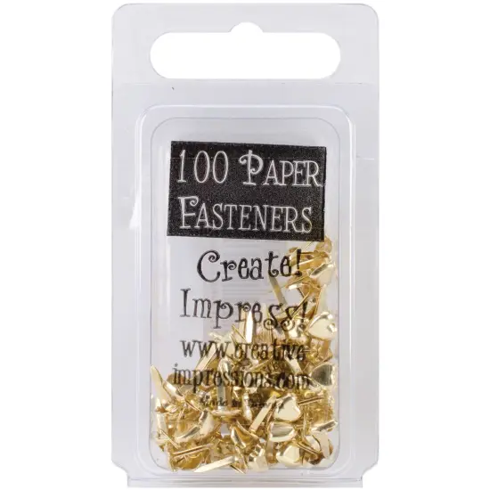 Creative Impressions Mini Metal Paper Fasteners 100/Pkg-Hearts - Gold {1}