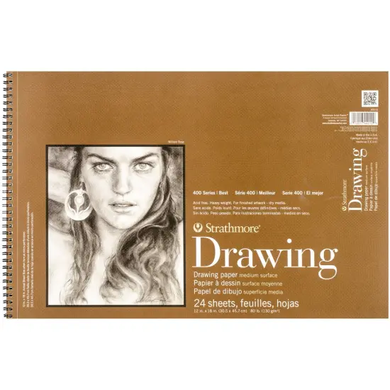 Multipack of 3 - Strathmore Medium Drawing Spiral Paper Pad 12"X18"-24 Sheets {2}