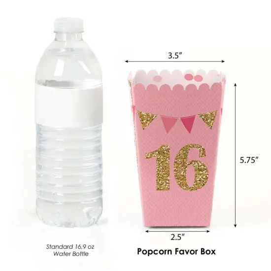 Big Dot of Happiness Sweet 16 - 16th Birthday Party Favor Popcorn Treat Boxes - Set of 12 {3}