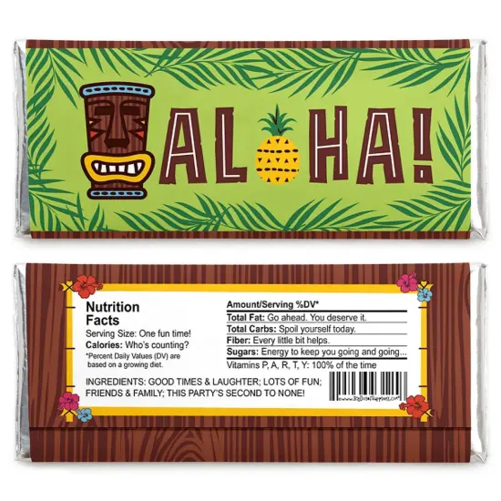 Big Dot of Happiness Tiki Luau - Candy Bar Wrapper Tropical Hawaiian Summer Party Favors - Set of 24 {3}