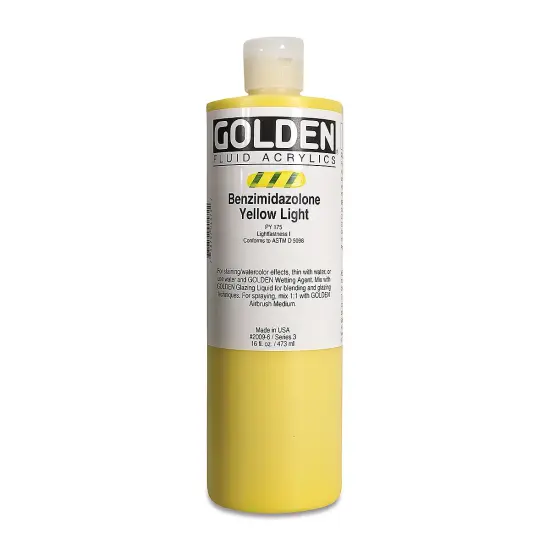 Golden Fluid Acrylics - Benzimidazolone Yellow Light, 16 oz bottle {2}
