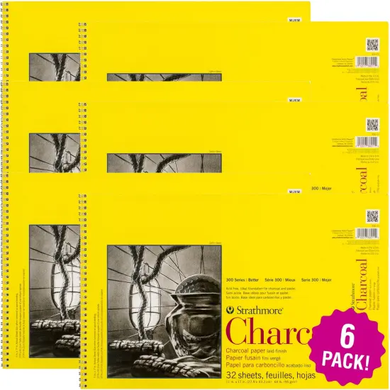 Multipack of 6 - Strathmore Charcoal Spiral Paper Pad 11"X17"-32 Sheets {1}
