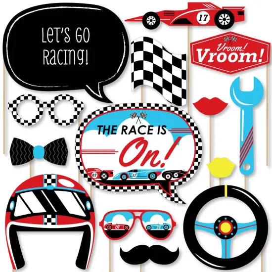 Big Dot of Happiness Let's Go Racing - Racecar - Baby Shower or Race Car Birthday Party Photo Booth Props Kit - 20 Count {1}