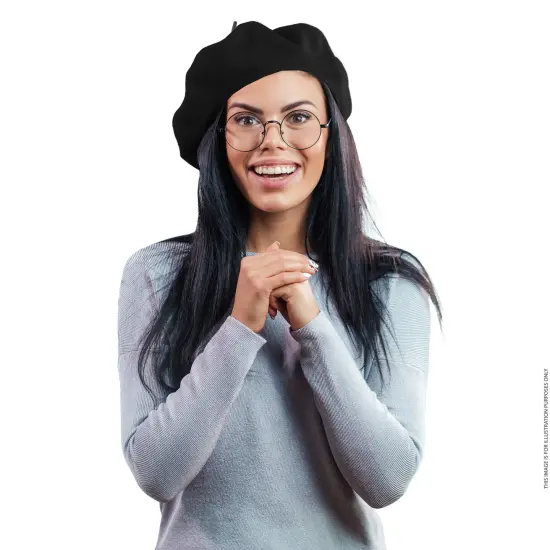 Black French Style Beret - Women's Classic Beret Hat For Casual Use - 1 Piece {6}