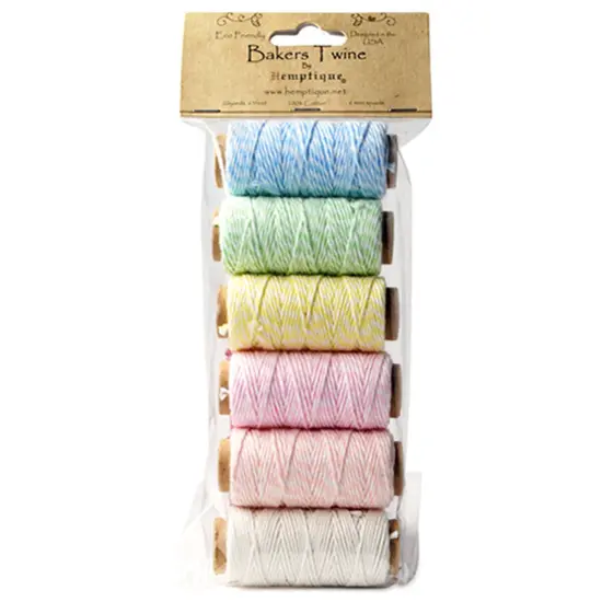 Hemptique Cotton Baker's Twine Mini Spool Set 2-Ply 65'-Creamy Pastel {1}
