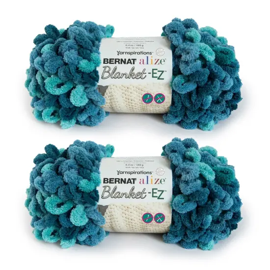 Bernat Alize Blanket Seaport Teals Yarn - 2 Pack of 180g/6.4oz - Polyester - 7 Jumbo - 18 Yards - Knitting/Crochet {1}