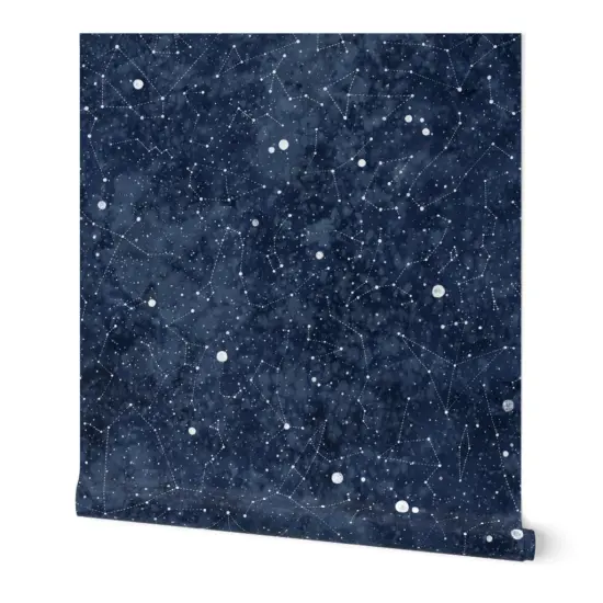 Peel & Stick Wallpaper 2FT Wide Night Sky Star Constellations Celestial Astronomy Astrology Custom Removable Wallpaper by Spoonflower {7}