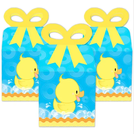 Big Dot of Happiness Ducky Duck - Square Favor Gift Boxes - Baby Shower or Birthday Party Bow Boxes - Set of 12 {3}