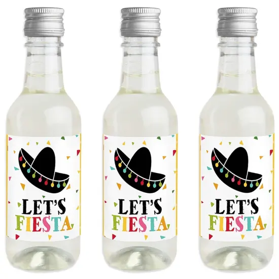 Big Dot of Happiness Let's Fiesta - Mini Wine and Champagne Bottle Label Stickers - Fiesta Favor Gift for Women and Men - Set of 16 {1}