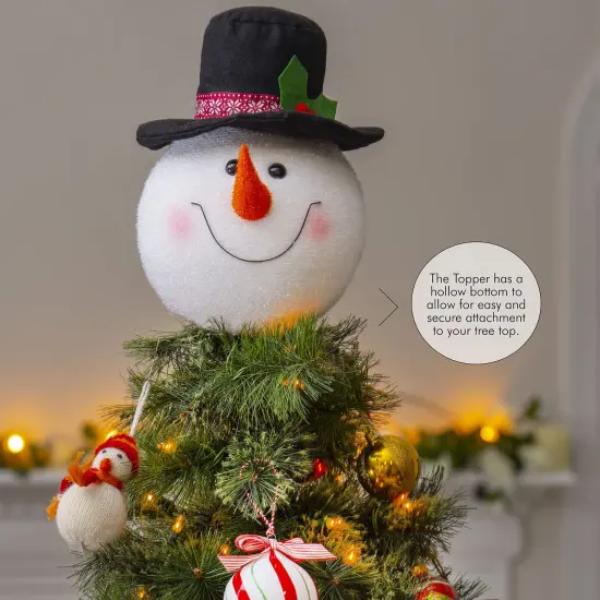 Ornativity Snowman Head Tree Topper - Xmas Holiday Tree Top Winter Snow Man Topper Ornament Decoration for Christmas Tree {3}