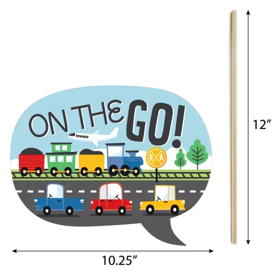 Big Dot of Happiness Cars, Trains, and Airplanes - Transportation Birthday Party Photo Booth Props Kit - 20 Count {7}