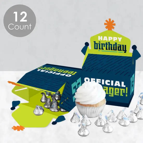 Big Dot of Happiness Boy 13th Birthday - Treat Box Party Favors - Official Teenager Birthday Party Goodie Gable Boxes - Set of 12 {4}