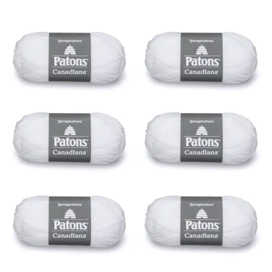 Patons Canadiana White Yarn - 6 Pack of 3.5oz/100g - Acrylic - 4 Medium - 205 Yards - Knitting/Crochet {1}