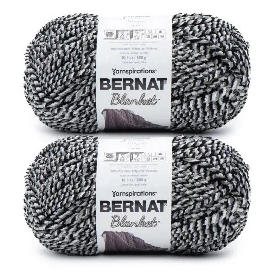 Bernat Blanket Inkwell Yarn - 2 Pack of 300g/10.5oz - Polyester - 6 Super Bulky - 220 Yards - Knitting/Crochet {1}