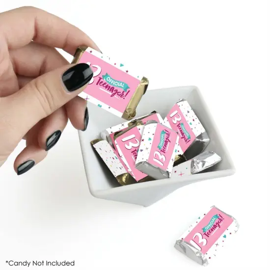 Big Dot of Happiness Girl 13th Birthday - Mini Candy Bar Wrapper Stickers - Official Teenager Birthday Party Small Favors - 40 Count {3}