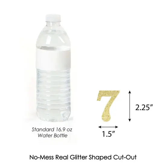 Big Dot of Happiness Gold Glitter 7 - No-Mess Real Gold Glitter Cut-Out Numbers - 7th Birthday Party Confetti - Set of 24 {4}