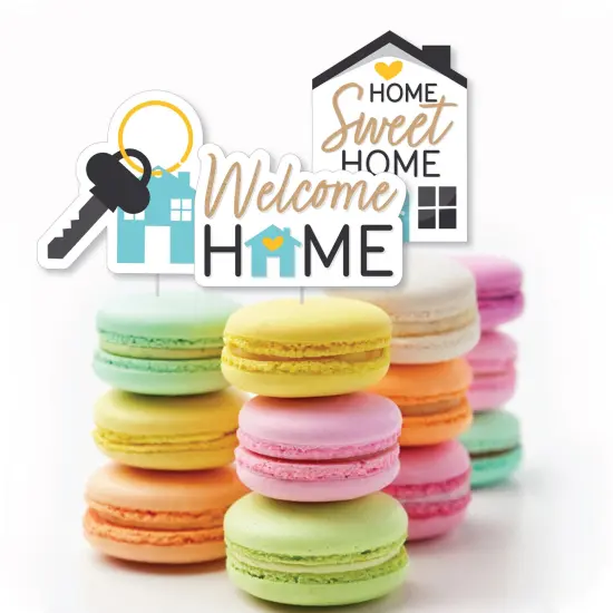 Big Dot of Happiness Welcome Home Housewarming - Dessert Cupcake Toppers - New Sweet Home Clear Treat Picks - Set of 24 {6}
