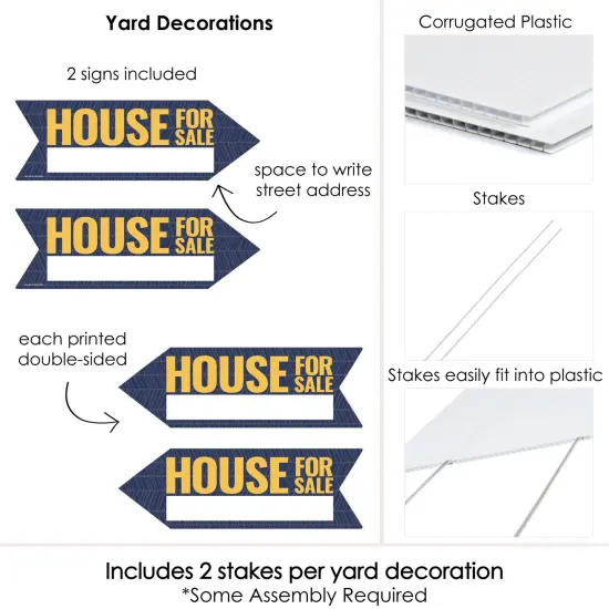 Big Dot of Happiness House For Sale Sign Arrow - Double Sided Directional Yard Signs - Set of 2 {6}