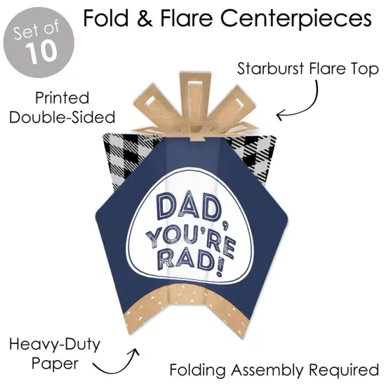 Big Dot of Happiness My Dad is Rad - Table Decorations - Father's Day Party Fold and Flare Centerpieces - 10 Count {4}