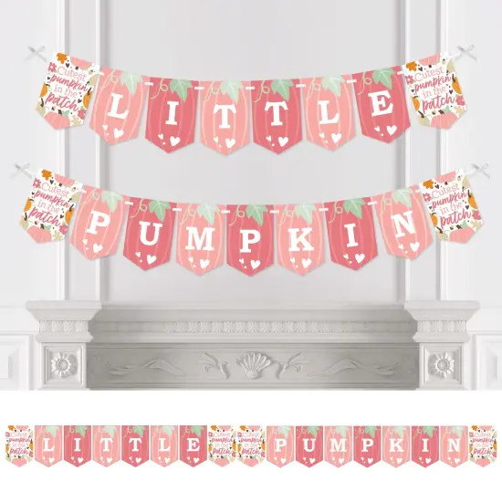 Big Dot of Happiness Girl Little Pumpkin - Fall Birthday Party or Baby Shower Bunting Banner - Party Decorations - Little Pumpkin {1}