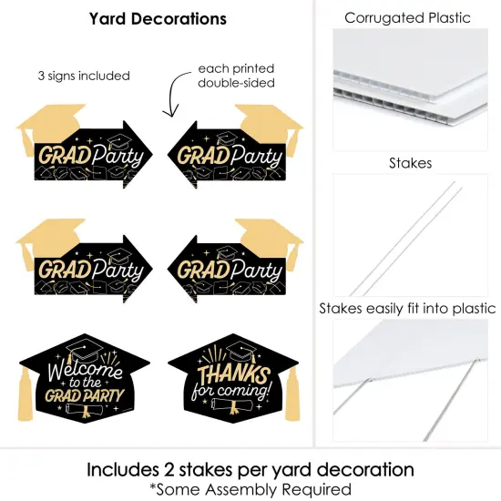 Big Dot of Happiness Goodbye High School, Hello College - Graduation Party Yard Sign with Stakes - Double Sided Outdoor Lawn Sign - Set of 3 {7}