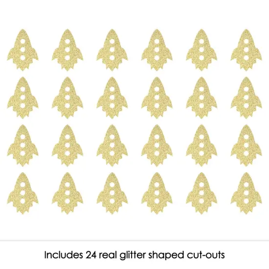Big Dot of Happiness Gold Glitter Rocket Ship - No-Mess Real Gold Glitter Cut-Outs - Outer Space Baby Shower or Birthday Party Confetti - Set of 24 {3}
